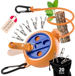Uitschuifbare waslijn 10 m - Handzwengel met 50 kg draagkracht - Nylon drooglijn voor camping en balkon — thumbnail 1