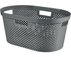 Curver Infinity Recycled wasmand dots - 40 liter - 100% recycled - Donkergrijs