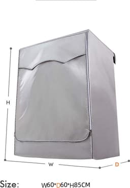 1 Stuk - Wasmachine Hoes - Wasmachine Beschermer - Waterdicht, Zonwerend en Stofdicht - Past op de meeste machines met voorlader - 60 x 60 x 85 CM - Zilver — thumbnail 2