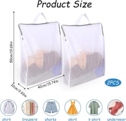 Waszakjes 2 Stuks- Waszakken - Wasnetten - Waszakjes Met Rits - Bescherm Je Wasgoed En Wasmachine - 50x40x10 Cm - Wasnet Groot - Mesh Waszakken Met Ritssluitingen - Herbruikbare Waszak Met Handvat - Voor Thuis, Slaapzaal, Hotel, Reizen — thumbnail 5