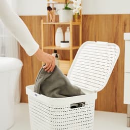 Rotho COUNTRY - Wasmand met Deksel - 55L - wit — thumbnail 4