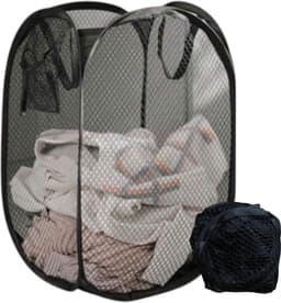 Twenty Two Opvouwbare wasmand van gaas met handgreep - geschikt voor het opbergen van vuile was - 30cm L x 47cm H - opvouwbaar wasmand voor badkamer, camping, reizen — thumbnail 1