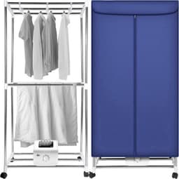 Elektrisch Droogrek - Verwarmd Wasrek - Droger met Warme Ventilatie en Wieltjes - 15KG Capaciteit - 1000W — thumbnail 5