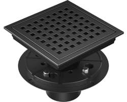 douchevloerafvoer - retro zeef - voor badkamer in gezinnen, hotelkeukens - 15*15cm - zwart - RVS - Vierkante