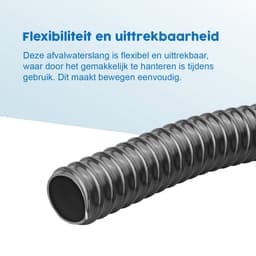 ProPlus Afvalwaterslang - 2,5 m - Afwatering - Temperatuurbestendig - Flexibel en Uittrekbaar - ø 25 mm - Voor het Geleiden van Afvalwater vanuit caravans/campers, vijvers en zwembaden - Afvoerkanaal - Zwart — thumbnail 4