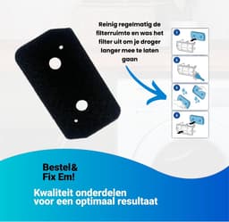 Fixem Geschikt voor Bosch Siemens 12007650 Droger filter van condensor wasdroger droogkast schuimfilter - 230x125x20 mm - 2 Stuks — thumbnail 3