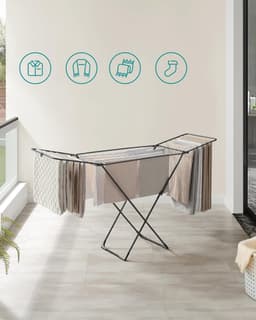 Inklapbaar Droogrek voor Beddengoed en Kleding – 50 x 182 x 102,5 cm, 17 Stangen, Geschikt voor Binnen en Buiten, Lichtgewicht en Ruimtebesparend — thumbnail 5
