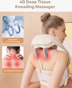 Nekmassageapparaat met warmte - 2-in-1 rug- en nekverlichting - Diep weefsel 5D shiatsu massage — thumbnail 2