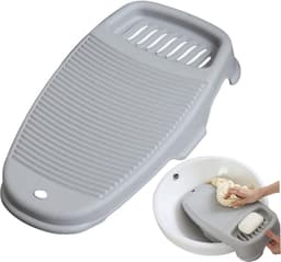 Wasbord - Mini-Handwasbord - Ondergoed Washboard - Washboard Voor Kinderen - Antislip - Huishoudelijk Gebruik Voor Studenten - Gebruikt Om Kleding En Kleine Artikelen - Met De Hand Te Wassen - Perfect Voor Kleding En Sokken Wassen - Kunststof - Grijs — thumbnail 1
