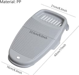 Wasbord - Mini-Handwasbord - Ondergoed Washboard - Washboard Voor Kinderen - Antislip - Huishoudelijk Gebruik Voor Studenten - Gebruikt Om Kleding En Kleine Artikelen - Met De Hand Te Wassen - Perfect Voor Kleding En Sokken Wassen - Kunststof - Grijs — thumbnail 5