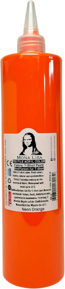 Südor Textielverf 500 ml, neon oranje.Wasbestendige textielverf voor lichte stoffen. Wasmachinebestendig, wasbestendig. Fixatie door strijken — afbeelding 1