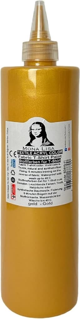 Südor Textielverf 500 ml, goud.Wasbestendige textielverf voor lichte stoffen. Wasmachinebestendig, wasbestendig. Fixatie door strijken — thumbnail 1