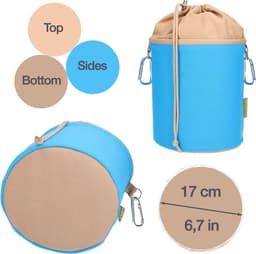 Stunq® Wasknijpertas Canvas Stof met 2 Karabijnhaken voor 200 wasknijpers, Extra Groot en Stevig, Blauw Zand — thumbnail 2