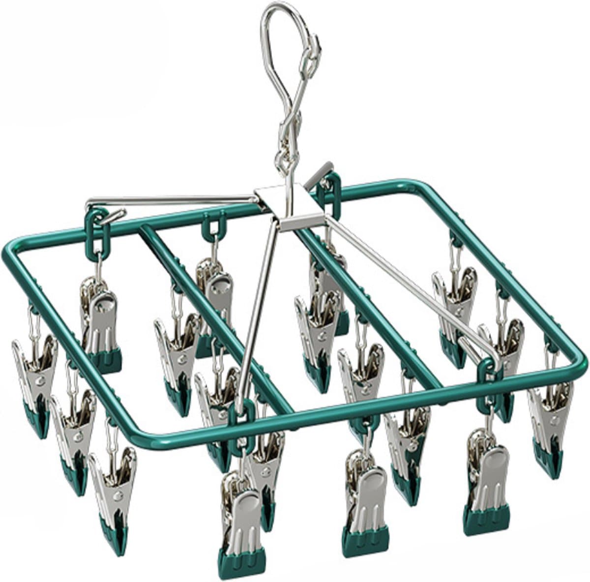 Sokkendroger - Wasknijpers - 18 knijpers - Rechthoek - Sokkenhanger - Sokken droogrek - Droogrek - Wasrek - Droogcarrousel - Droogcarrousel met knijpers - Sokken - Ondergoed - Bh’s — afbeelding 1
