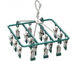 Sokkendroger - Wasknijpers - 18 knijpers - Rechthoek - Sokkenhanger - Sokken droogrek - Droogrek - Wasrek - Droogcarrousel - Droogcarrousel met knijpers - Sokken - Ondergoed - Bh’s — afbeelding 1
