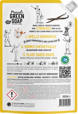 Marcel's Green Soap Universeel Wasmiddel Navulling - Vanille & Katoen - 4 x 1L - 92 wasbeurten — thumbnail 2