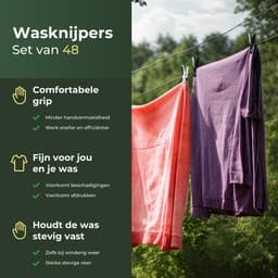 Gandria Wasknijpers 48 Stuks - Kunststof Wasknijpers - Set van 48 Plastic Knijpers - Wasrek Knijpers 10 Kg - Zwart/Wit en Wit/Zwart — thumbnail 2