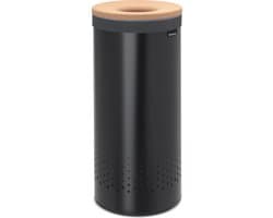 Brabantia Wasmand - met Deksel - 35 l - Matt Black/Kurken deksel