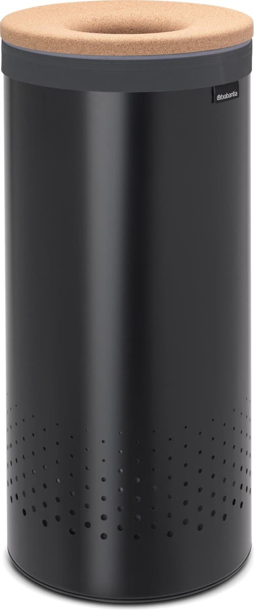 Brabantia Wasmand - met Deksel - 35 l - Matt Black/Kurken deksel — afbeelding 1
