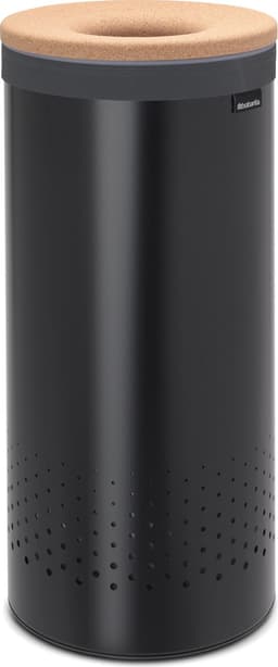 Brabantia Wasmand - met Deksel - 35 l - Matt Black/Kurken deksel — thumbnail 1