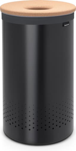 Brabantia Wasmand - met Deksel - 60 l - Matt Black / Kurken deksel — thumbnail 1