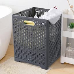 Online Europe, 2 opvouwbare Wasmand, 42L, Grijs,  33 x 33 x 44cm — thumbnail 5