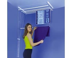 Premier Linens Plafond Droogrek Hangend 6 stangen van 130 cm – Droogrek balkon – Wasrek hangend - Ruimtebesparend — afbeelding 1