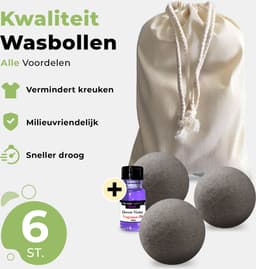 Drogerballen met Wasparfum - Droogballen - Grijs - Set van 6 XL ballen - Wasdroger Ballen Wol - 100% Nieuw-Zeelands Schapenwol - Wasballen — thumbnail 4