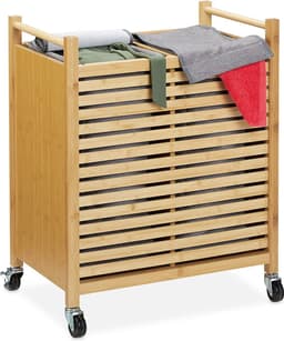 Azuru Wasmand met 2 Vakken en Opbergplank – Wassorteerder – Max. 30 kg - Zwart — thumbnail 1