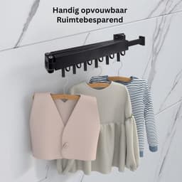 ZRNS® Wasrek Hangend - Droogrek - Voor Deur Radiator of Balkon - Inklapbaar - Zwart — thumbnail 3