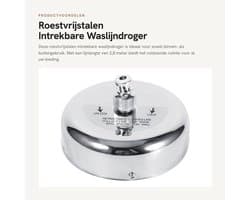 Waslijndroger roestvrije staal, intrekbare kledinglijn