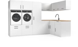 Wasophoogte® Wasmachine Kast Valencia - Wasmachine verhoger - Wasmachine ombouw - 700(D)*3330(B)*2110(H) mm - Wit — thumbnail 1