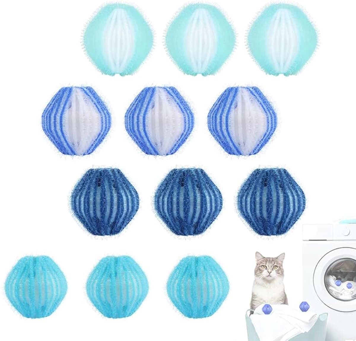 12 stuks dierenhaarverwijderaar in de wasmachine herbruikbare pluisballen in de wasmachine voor kattenontharing, pluisjes en pluisjes voor de wasverzorging — afbeelding 1