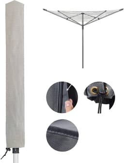 REDOM - Droogrek Hoes 16x16x180 cm – Beschermhoes voor Droogrek en Wasrek – Bescherming tegen Stof en Vuil – Voor Balkon, Tuin en Wasruimte – 600D Oxford Doek – Grijs — thumbnail 4
