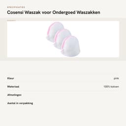 Waszak met rits - Waszak voor ondergoed - Waszak voor sokken - Waszakken groot - Set van 3 - Roze katoen — thumbnail 3
