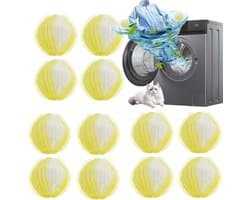 12 stuks anti-haarballen voor wasmachine, herbruikbaar, wasbal voor het opvangen van dierenharen, haren en vezels op kleding, tapijten (geel)