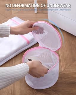 3 stuks - Bh Waszakken - Lingerie waszak voor dames - Wasbeschermer voor bh's in de wasmachine - Waszak van mesh - Waszak - Vormvast - Herbruikbaar - Met ritssluiting - Kledingbescherming - Geschikt voor bh's, ondergoed en sokken - Roze — thumbnail 2