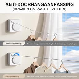 Uitschuifbare Waslijn - Roestvrij Staal - Anti-Doorhangontwerp - Intrekbaar - Voor Binnen en Buiten — thumbnail 5