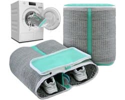 XL, 2-in-1 schoenwaszak, waszak voor schoenen en sneakers met extra reinigingsvak voor zolen, schoenwaszak voor schoenen, wasnet, versterkte ritssluiting, grijs