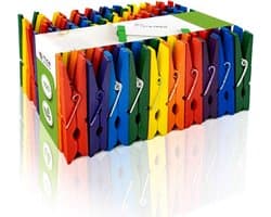 Wasknijpers A00154125 berkenhout, kleurrijk gesorteerd, 45 mm, 100 stuks, 45 mm