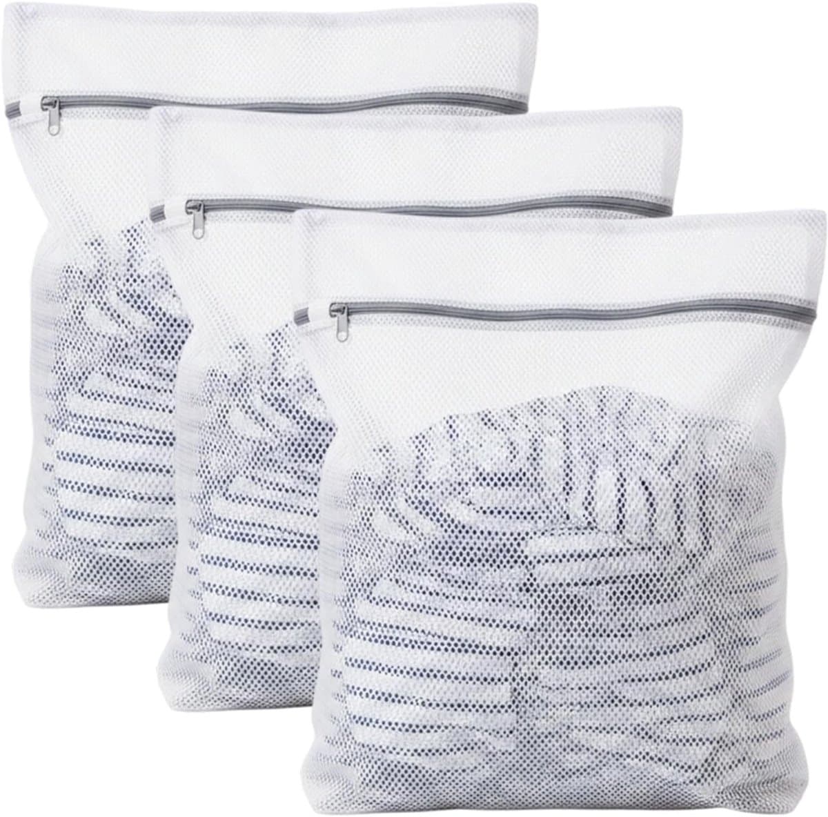 Set van 3 Duurzame Wasnetten voor Wasmachine, 50 x 60 cm, Beschermende Netwaszakken met Ritssluiting voor Delicate Kleding, Sokken en Ondergoed — afbeelding 1