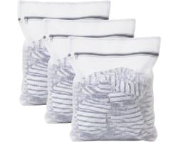 Set van 3 Duurzame Wasnetten voor Wasmachine, 50 x 60 cm, Beschermende Netwaszakken met Ritssluiting voor Delicate Kleding, Sokken en Ondergoed