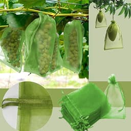 Fruitnettenzakken - Beschermzakken - Fruit beschermen - Met trekkoord - 100 stuks - Groen — thumbnail 3
