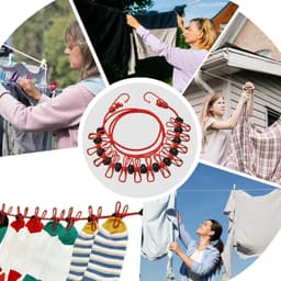 Reiswaslijn met Clips - Kledinglijn Touw - Kleding Drogen - Winddicht Ontwerp - 3.7 meter - Rood — thumbnail 3