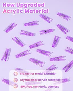 Wasknijpers - Klemmetjes Knijpers - Babyshower Versieren - Helder Paars - 60 stuks - Paars — thumbnail 3