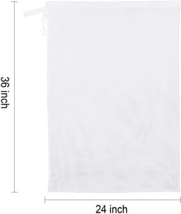 waszak met trekkoord voor fijne was, wasmachine, reizen, universiteit, vuile kleding/net groot formaat heavy duty herbruikbare deur opvouwbaar/kledingstuk wit 2 stuks — thumbnail 5