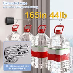 Uittrekbare Waslijn - Wandwaslijn Intrekbaar - Kleding Drogen - Anti-doorhang Design - 42 m - Zilver — thumbnail 4