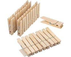 Houten Wasknijpers - Mini Klemmen Decoratief - Foto's Ophangen - Natuurlijk Hout - 10 cm - Natuurlijk
