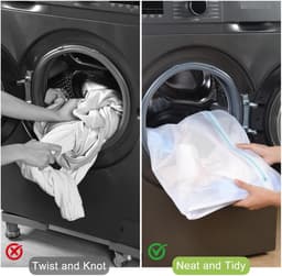 2 stuks Dirty Laundry Bag, 50 x 60 cm, waszak met metalen ritssluiting, wasnet voor wasmachine, wasnet, grote waszak voor beha, reizen, blouse, sokken (wit) — thumbnail 5