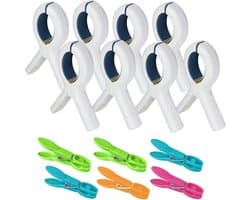 Wasknijpers Kunststof - Handdoekclips Strand - Kleding Ophangen - Winddicht Ontwerp - 14 stuks - Grijs